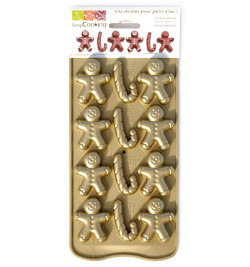 Moule silicone chocolat petits hommes d'épices et candy cannes réf.6724
