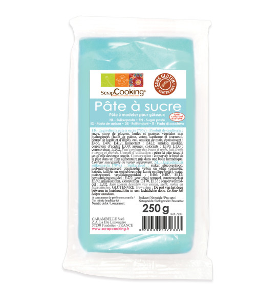 Pâte à sucre bleu clair 250g Pâte à sucre bleu clair 250g
