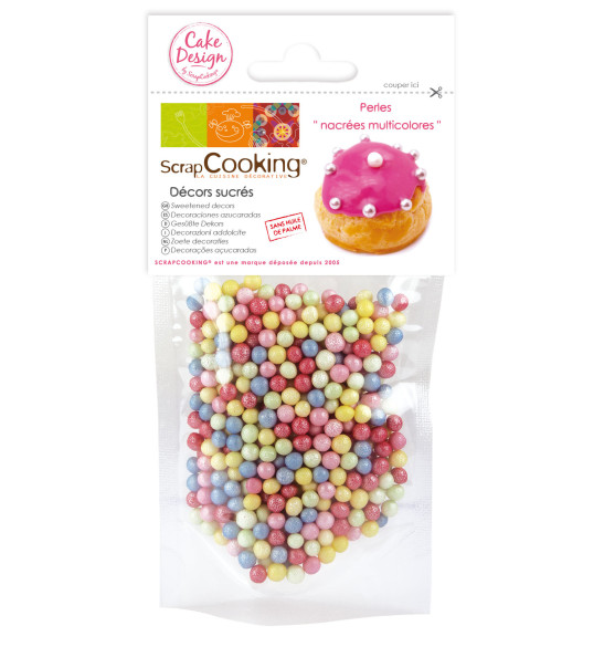 Décors sucrés "Perles nacrées mutlicolores" 60g Décors sucrés "Perles nacrées mutlicolores" 60g