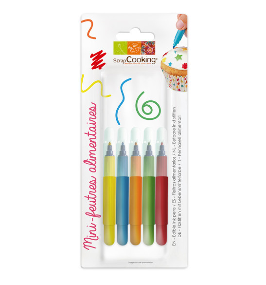 Lot de 5 mini-feutres alimentaires Lot de 5 mini-feutres alimentaires