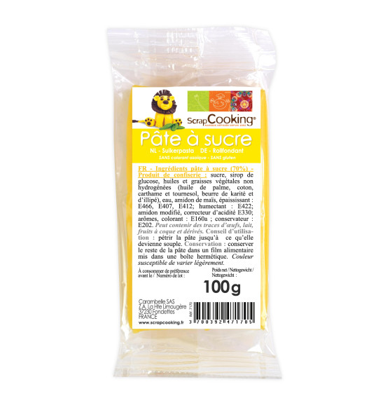 Pâte à sucre jaune 100g Pâte à sucre jaune 100g