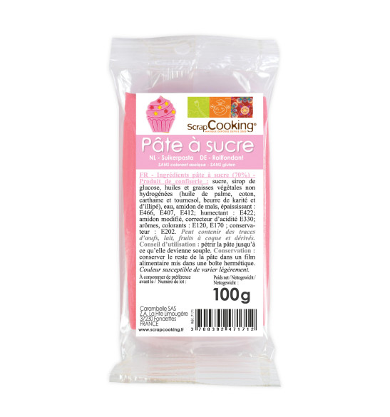 Pâte à sucre rose 100g Pâte à sucre rose 100g