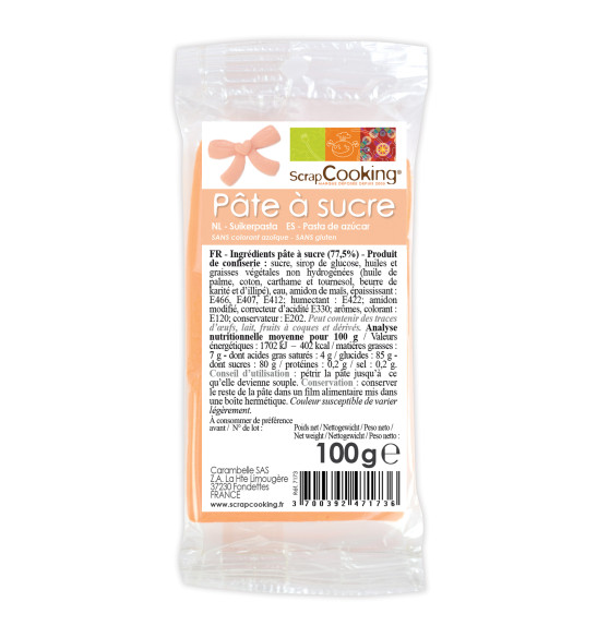 Pâte à sucre pêche 100g Pâte à sucre pêche 100g
