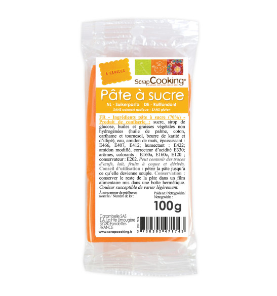 Pâte à sucre orange 100g Pâte à sucre orange 100g