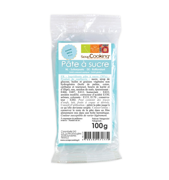 Pâte à sucre bleu clair 100g Pâte à sucre bleu clair 100g