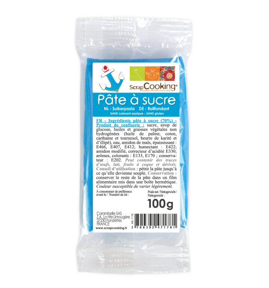 Pâte à sucre bleu 100g Pâte à sucre bleu 100g