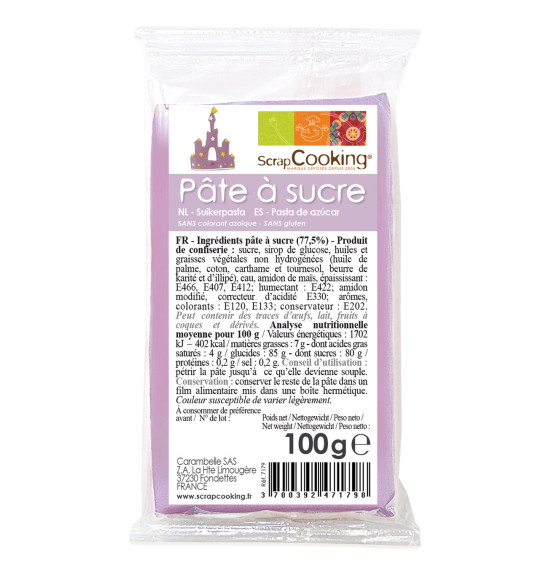 Pâte à sucre parme 100g Pâte à sucre parme 100g