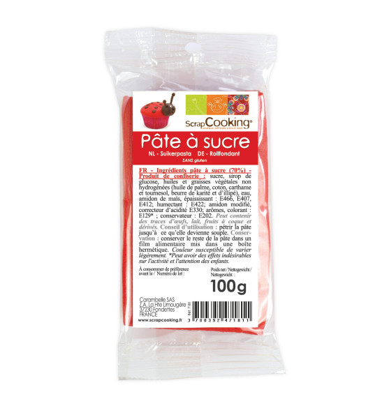 Pâte à sucre rouge 100g Pâte à sucre rouge 100g