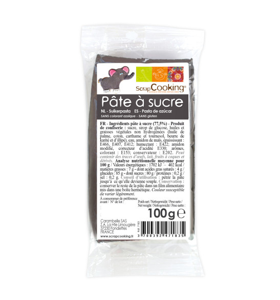 Pâte à sucre gris 100g Pâte à sucre gris 100g