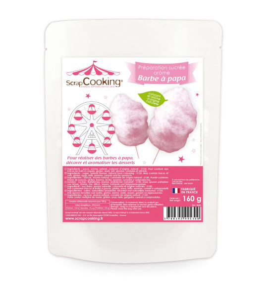 Préparation sucrée rose pour barbe à papa arôme barbe à papa 160 g Préparation sucrée rose pour barbe à papa arôme barbe à papa 160 g
