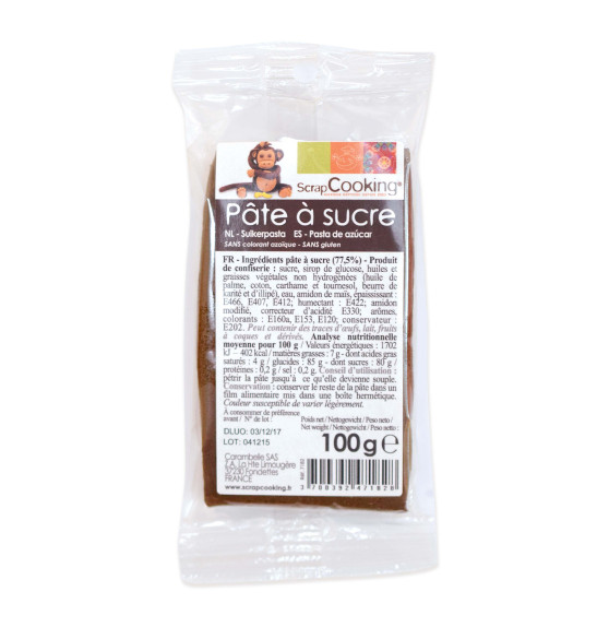 Pâte à sucre marron 100g Pâte à sucre marron 100g