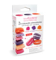 3 Artificial food colourings - orange, violet, pink