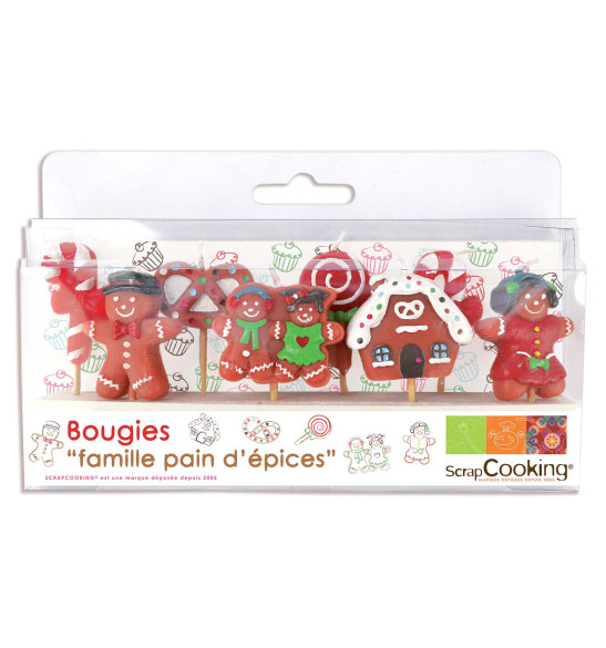Lot de 8 bougies "Famille pain d'épices" Lot de 8 bougies "Famille pain d'épices"