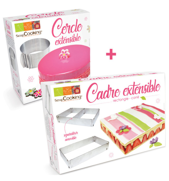 Lot 1 cadre + 1 cercle à pâtisserie extensibles Lot 1 cadre + 1 cercle à pâtisserie extensibles