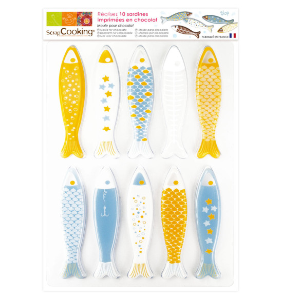 Moule blister chocolat 10 sardines Moule blister chocolat 10 sardines