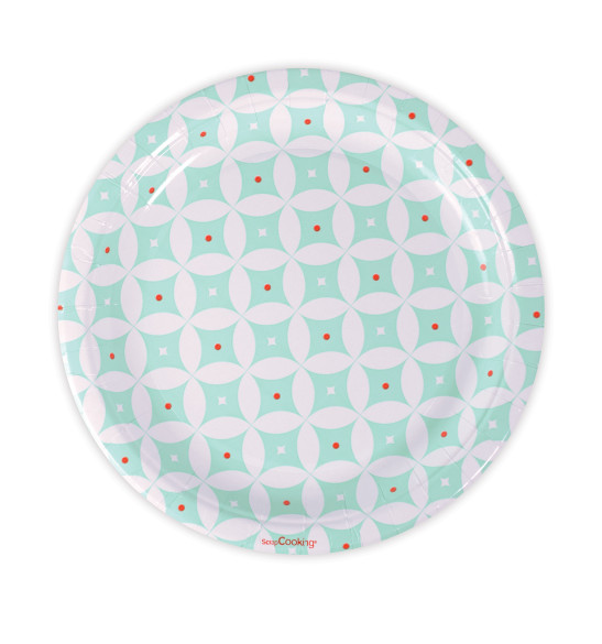 8 assiettes "rosaces vert d'eau" Ø23cm 8 assiettes "rosaces vert d'eau" Ø23cm