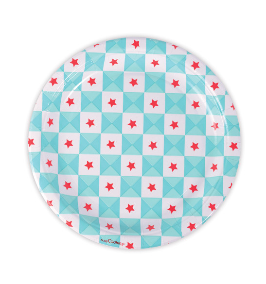 8 assiettes "géométrie étoiles bleues" Ø23cm 8 assiettes "géométrie étoiles bleues" Ø23cm