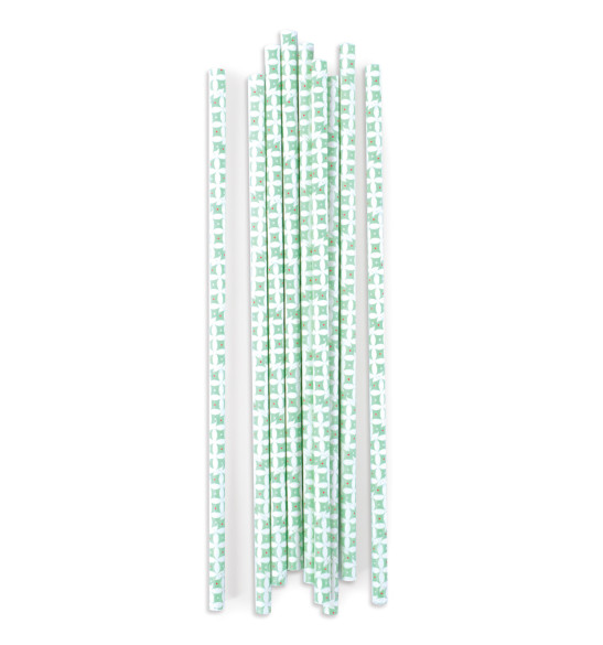 20 pailles cartonnées rosaces vert d'eau 20 pailles cartonnées rosaces vert d'eau