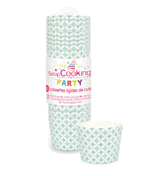 25 caissettes de cuisson "rosaces vert d'eau" 25 caissettes de cuisson "rosaces vert d'eau"