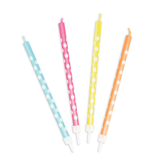 12 bougies "multicolores/pois blancs" 12 bougies "multicolores/pois blancs"