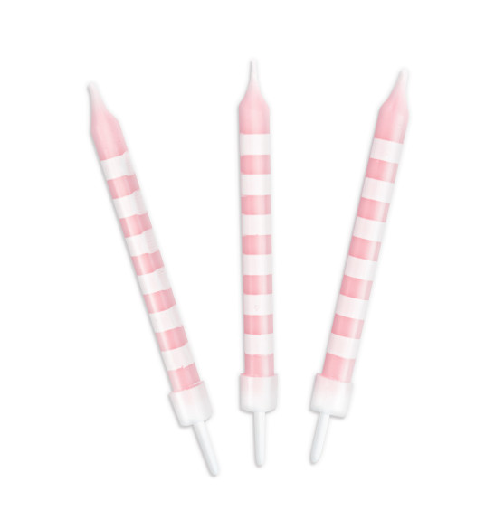 12 bougies "roses/rayures blanches" 12 bougies "roses/rayures blanches"