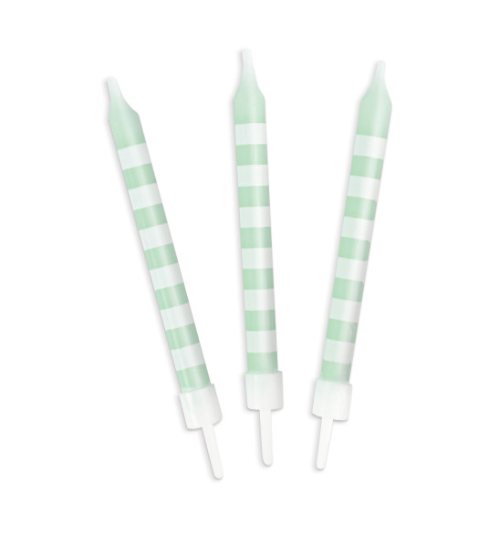 12 bougies "vert d'eau/rayures blanches" 12 bougies "vert d'eau/rayures blanches"