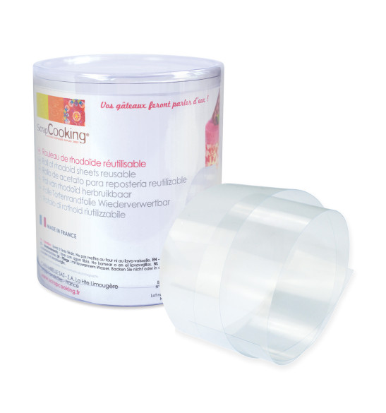 Ruban Rhodoïd pour entremets 3 m x H.8 cm Ruban Rhodoïd pour entremets 3 m x H.8 cm