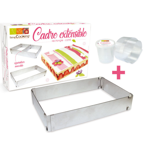 Cadre à pâtisserie extensible + ruban rhodoïd Cadre à pâtisserie extensible + ruban rhodoïd