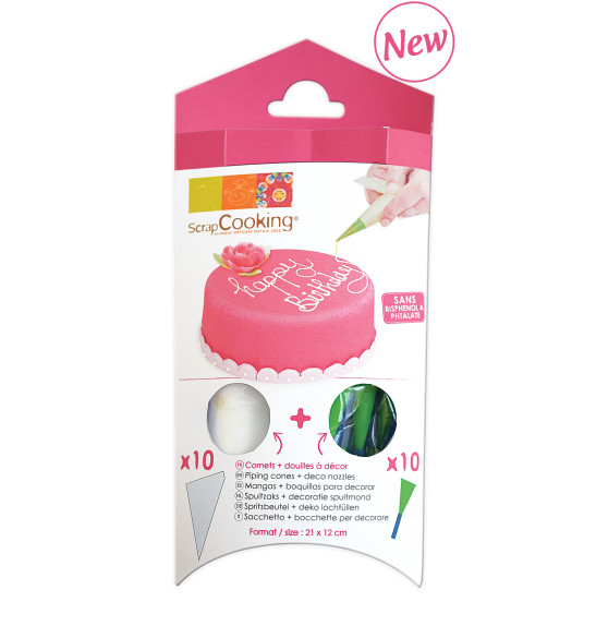 10 Cornets pâtissiers + 10 douilles à décor 10 Cornets pâtissiers + 10 douilles à décor