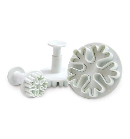 3 White snowflake sugarpaste plunger cutters