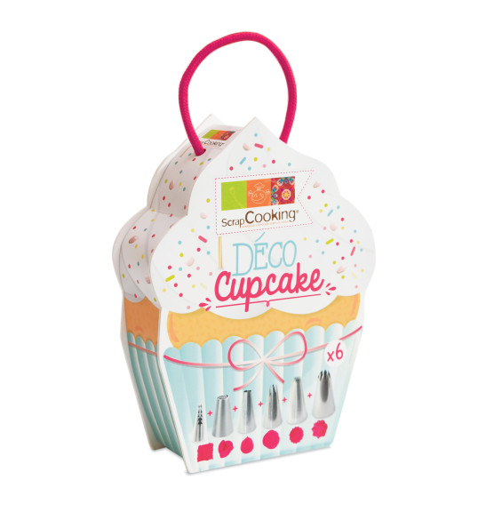 "Cupcake Deco" set with 6 stainless steel piping tips "Cupcake Deco" set with 6 stainless steel piping tips
