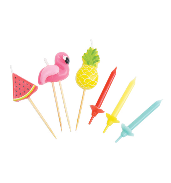 12 plain candles + 3 summer-themed candles 12 plain candles + 3 summer-themed candles