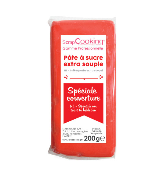 Pâte à sucre de couverture rouge 200 g Pâte à sucre de couverture rouge 200 g