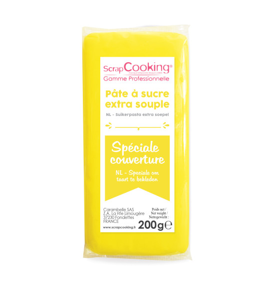 Pâte à sucre de couverture jaune 200 g Pâte à sucre de couverture jaune 200 g
