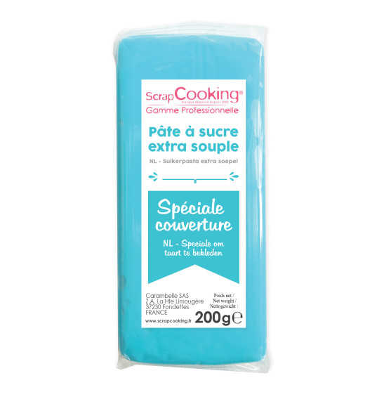 Pâte à sucre de couverture bleu 200 g 7154