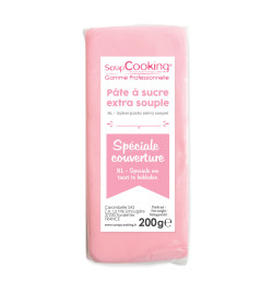 Pâte à sucre de couverture rose 200 g 7152