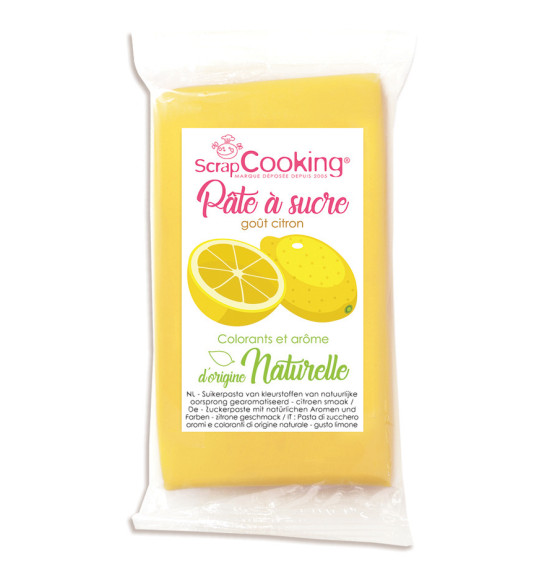 Pâte à sucre jaune goût citron d'origine naturelle 250 g Pâte à sucre jaune goût citron d'origine naturelle 250 g