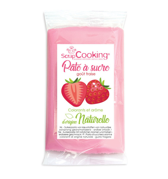 Pâte à sucre rose goût fraise d'origine naturelle 250 g Pâte à sucre rose goût fraise d'origine naturelle 250 g