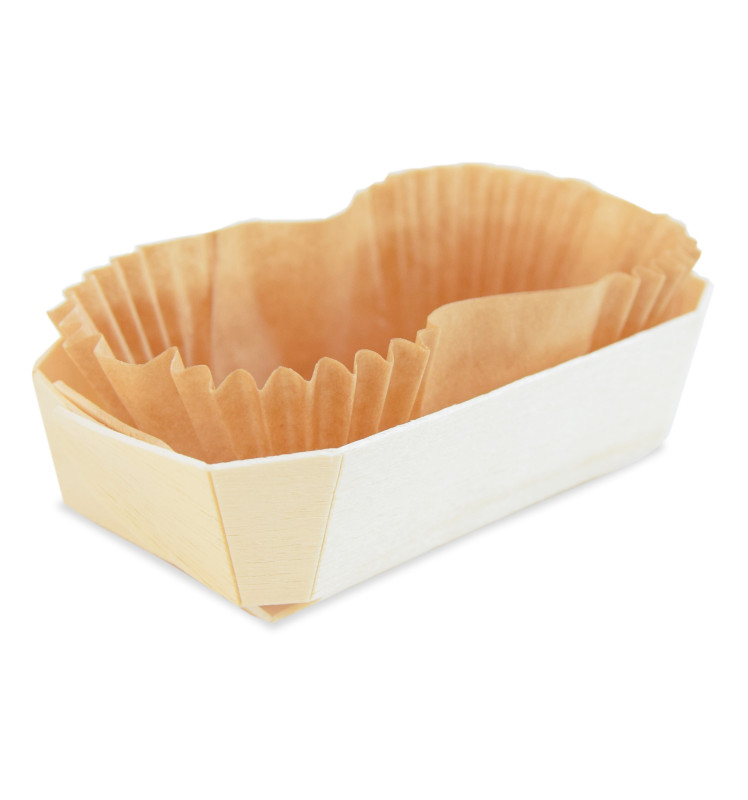 4 mini-caissettes à cake en bois 12 cm