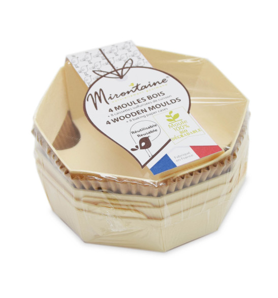 4 mini-moules en bois ø 11 cm
