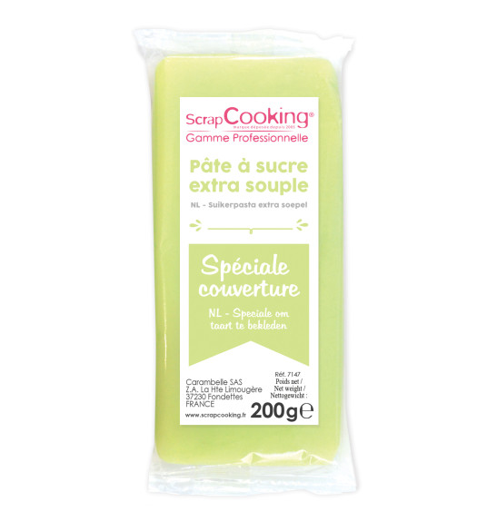 Pâte à sucre de couverture vert pastel 200 g Pâte à sucre de couverture vert pastel 200 g