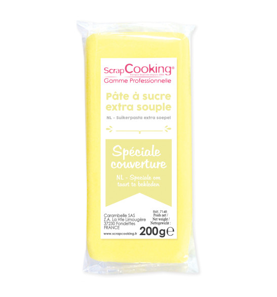 Pâte à sucre de couverture jaune pastel 200 g Pâte à sucre de couverture jaune pastel 200 g