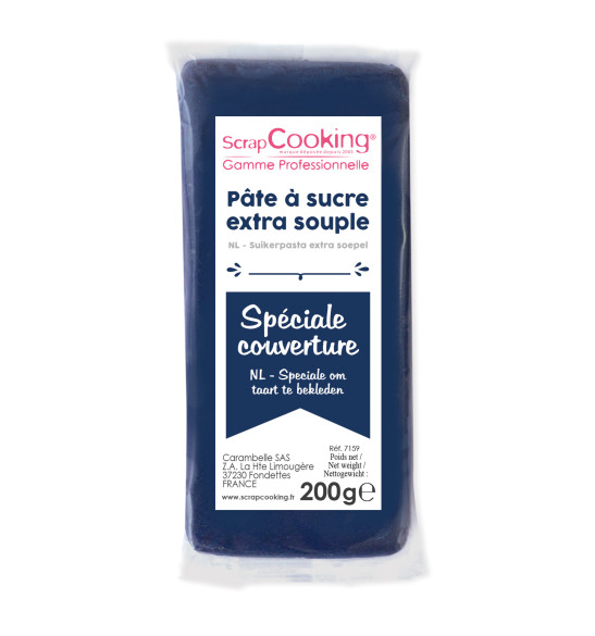 Pâte à sucre de couverture bleu foncé 200 g Pâte à sucre de couverture bleu foncé 200 g