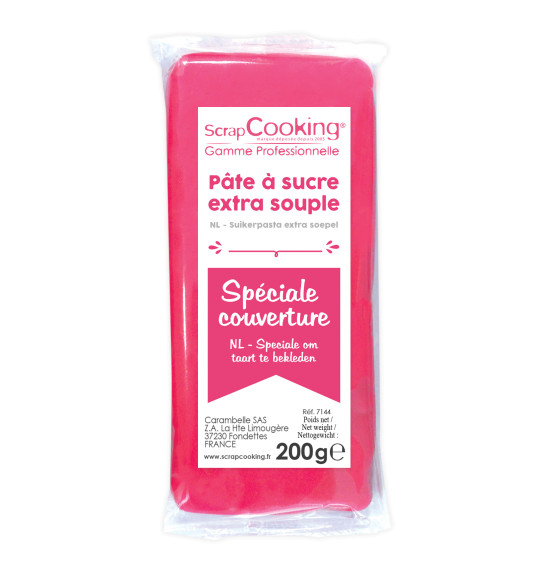 Pâte à sucre de couverture fuchsia 200 g Pâte à sucre de couverture fuchsia 200 g