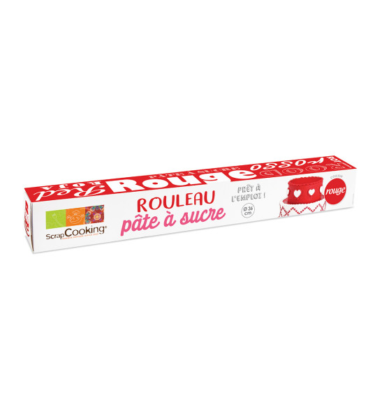 Pâte à sucre prête à l'emploi rouleau rouge Ø36 cm Pâte à sucre prête à l'emploi rouleau rouge Ø36 cm