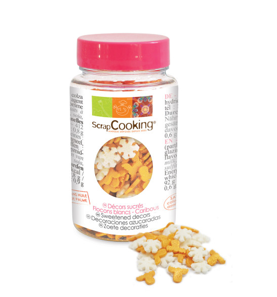 Pot of Snowflake/Caribou sugar sprinkles 50g Pot of Snowflake/Caribou sugar sprinkles 50g