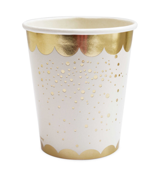 8 Gold motif paper party cups 8 Gold motif paper party cups