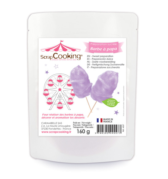 Préparation sucrée barbe à Papa violet 160g Préparation sucrée barbe à Papa violet 160g