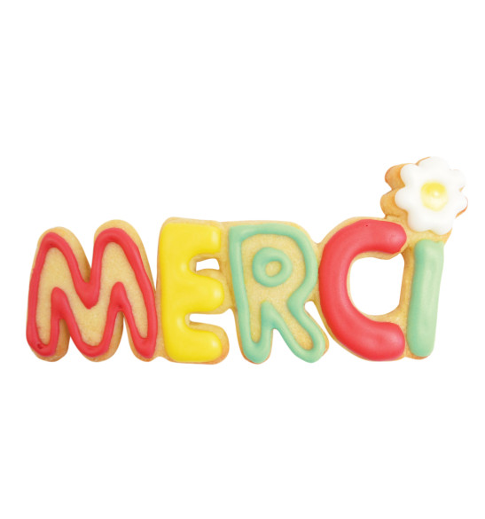 Stainless steel "Merci” cookie cutter