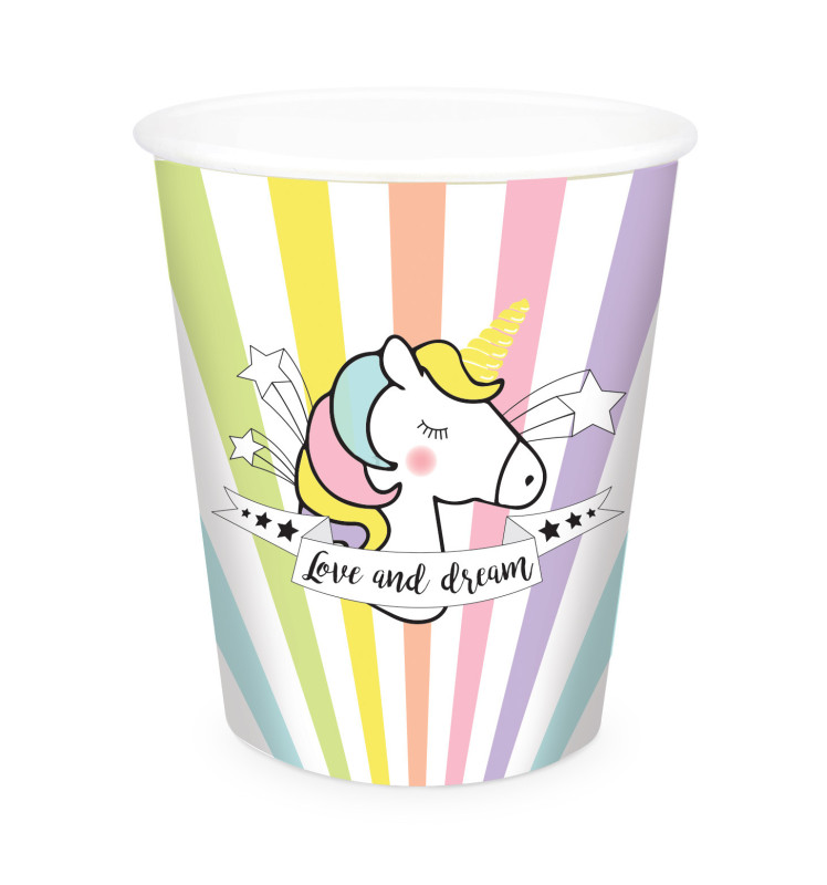 8 Unicorn paper party cups 25 cl